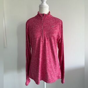 Nike woman’s large Pink Running Dri Fit 2/4 zipper pullover long sleeve